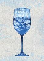 Clouds in a wine glass surreal art design by hand painting on canvas and make graphic . vector