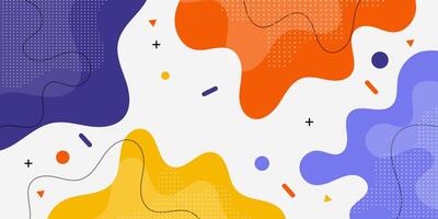 Colorful fluid shapes abstract background with trendy pattern celebration design. Bright banner concept. vector