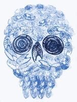 Skull art for kids hand monoprinting on paper and make graphic . vector