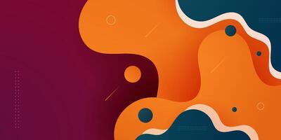 Abstract 3D background with colorful red, orange, and green fluid color element design. Creative banner style. vector