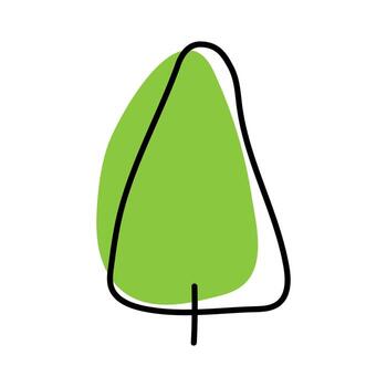Simple line drawing of a green tree with a modern, minimalist style vector