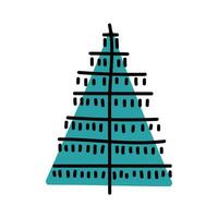 Simple hand-drawn Christmas tree design with geometric elements and vibrant colors vector