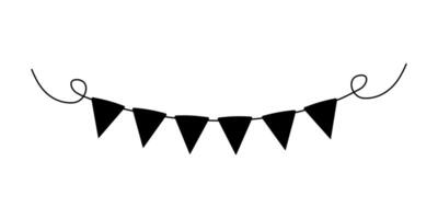 Decorative black bunting with triangular flags hanging in a festive arrangement vector