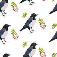 Colorful pattern design featuring stylized birds and foliage on a white background vector