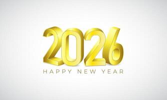 2026 Happy New Year with white Background Design. Greeting Card, Poster, Banner. Background Design Illustration. vector