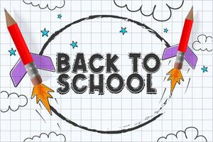 Back to school background with rocket vector