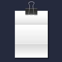 White folded paper set and paperclip vector
