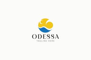 Creative and Modern Logo Design for Beach Odessa Featuring Abstract Elements of Crescent Moon and Wave with Yellow and Blue vector