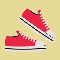 A pair of red sneakers. illustration in flat style. vector