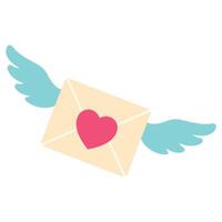Flying envelope with wings. Valentine's day. illustration in flat style. vector