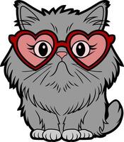 Persian Cat in Heart-Shaped Glasses vector