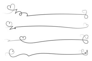 hand drawn lines with hearts divider vector