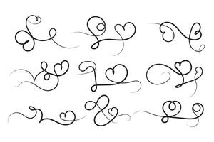 calligraphy hearts swirls text elements vector