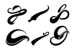 text tails calligraphy elements vector