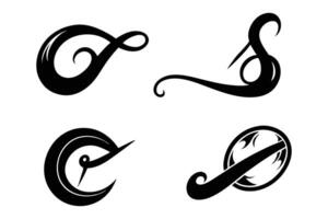 calligraphy swirls text elements vector