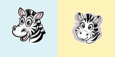 Cute baby zebra head , vector