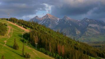The breathtaking aerial view of beautiful Tantra mountains and landscape around video