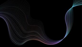 Holographic curved wavy lines abstract tech background vector