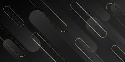 Abstract black dynamic background with gold lines. Elegant modern wallpaper vector