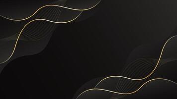 Modern black luxury background with gold lines. Dynamic wave background wallpaper vector