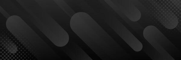 Abstract black dynamic banner background with halftone. Modern geometric banner vector