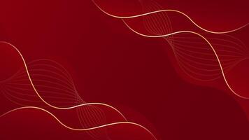 Abstract red luxury background with gold lines. Dynamic wave background wallpaper vector