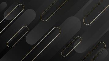 Abstract black dynamic background with gold lines. Elegant modern wallpaper. Geometric illustration vector