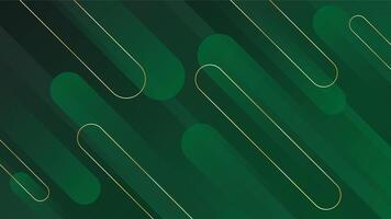 Abstract emerald green dynamic background with gold lines. Elegant modern wallpaper. Geometric illustration vector