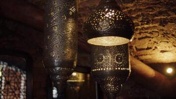 oriental style chandelier, ceiling lamp with patterns and ornaments video