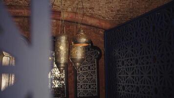 oriental style chandelier, ceiling lamp with patterns and ornaments video