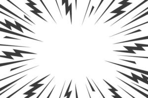 Cartoon comic background with lightning burst effect. manga graphic with flash and abstract thunder. Energy explosion frame with electric light. Radial perspective beams vector
