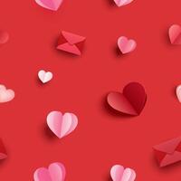 Valentine red hearts seamless pattern background. vector