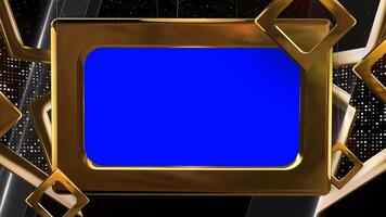 Editable Blue Screen Background with Golden Square Leaf Motion Loop video