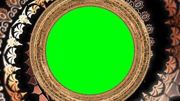 Magical Circular Window Frame in Golden Green Screen Effect video