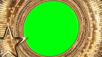 Golden Circular Window Frame on Green Screen Background video