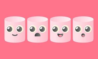 Marshmallow with Happy Expression. Sweet Marshmallow Icon. Cute Marshmallow Element. vector