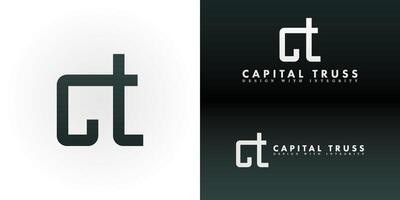 The dynamic logo design features the initials CT elegantly intertwined, creating a unique and visually striking symbol that evokes a sense of stability, precision, and innovation. for construction vector