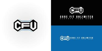 The dynamic logo design features the initials CFU integrated into a bold and geometric form. The logo is ideal for fitness centers, gyms, sports teams, and brands specializing in sports performance. vector