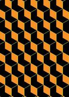 Abstract black and orange cube box geometric background texture, pattern. vector