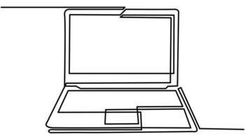 Laptop continuous one line drawing. Single line draw design illustration vector