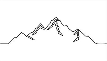 Mountain range continuous one line art drawing illustration vector