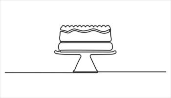 Birthday cake continuous one line art drawing illustration vector