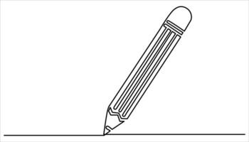 Pencil continuous one line art drawing illustration vector
