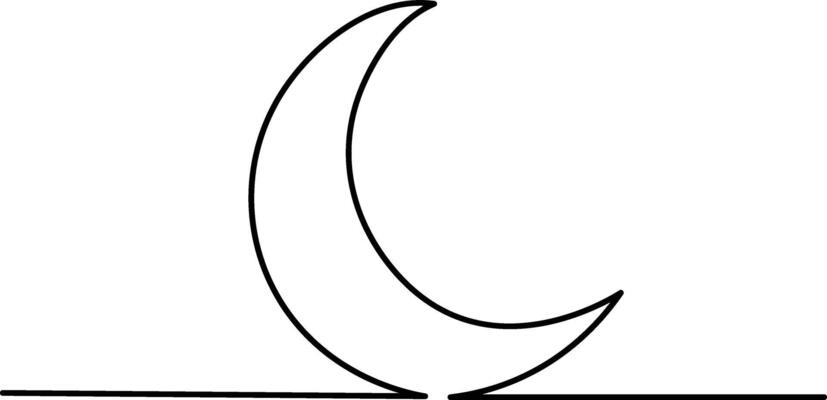 Minimalist moon continuous one line drawing illustration