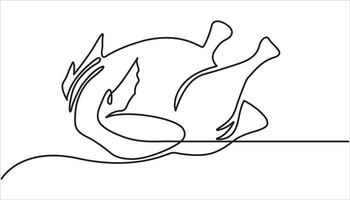 Roast Turkey continuous one line drawing illustration vector