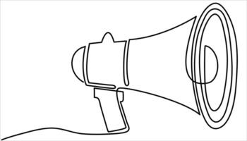 One Continuous Line Drawing of Announcement Icon. megaphone icon vector