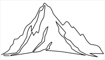 Minimalist mountain continuous one line art drawing illustration vector