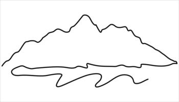 Mountain continuous one line art drawing illustration vector