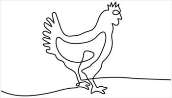 Chicken continuous one line drawing illustration vector