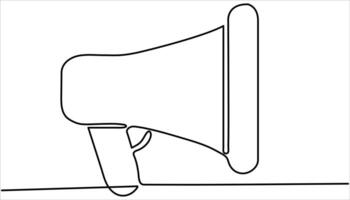 megaphone continuous one line art drawing illustration vector